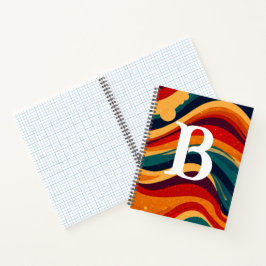 Cuaderno Geometric Mid Century Retro Waves Monograma Arcoir