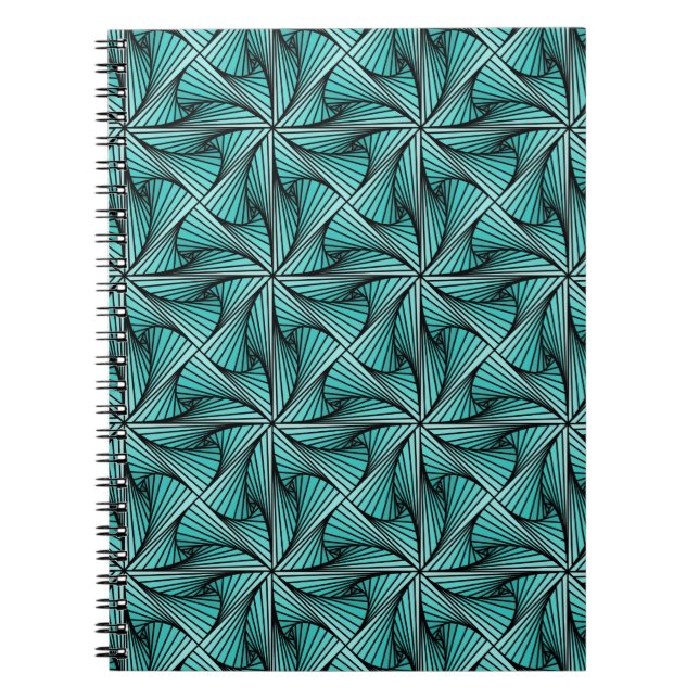 Cuaderno Geométrica 3D Espiral Giro Turquesa Verde (Frente)