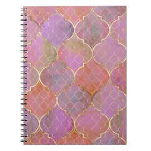 Cuaderno Geométrica abstracta: acuarela dorada marroquí