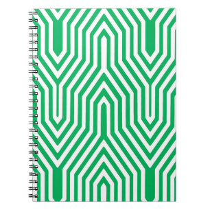 Cuaderno Geométrica Art Deco - verde jade y blanco