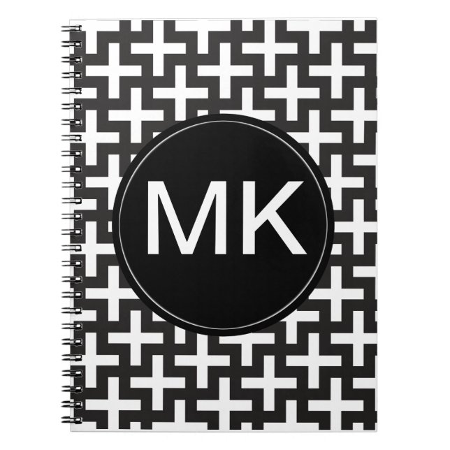 Cuaderno Geométrica en blanco y negro (Frente)
