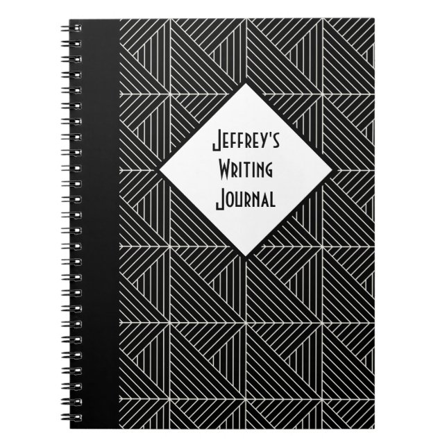 Cuaderno Geométrica en blanco y negro de personalizable (Frente)