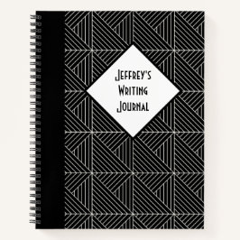 Cuaderno Geométrica en blanco y negro de personalizable
