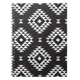Cuaderno Geométrica Navajo: Tribal Blanco Negro.