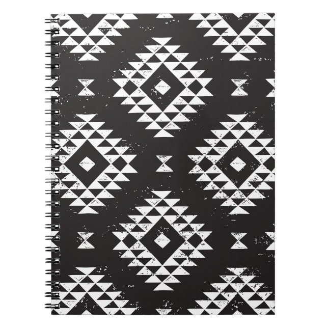 Cuaderno Geométrica Navajo: Tribal Blanco Negro. (Frente)