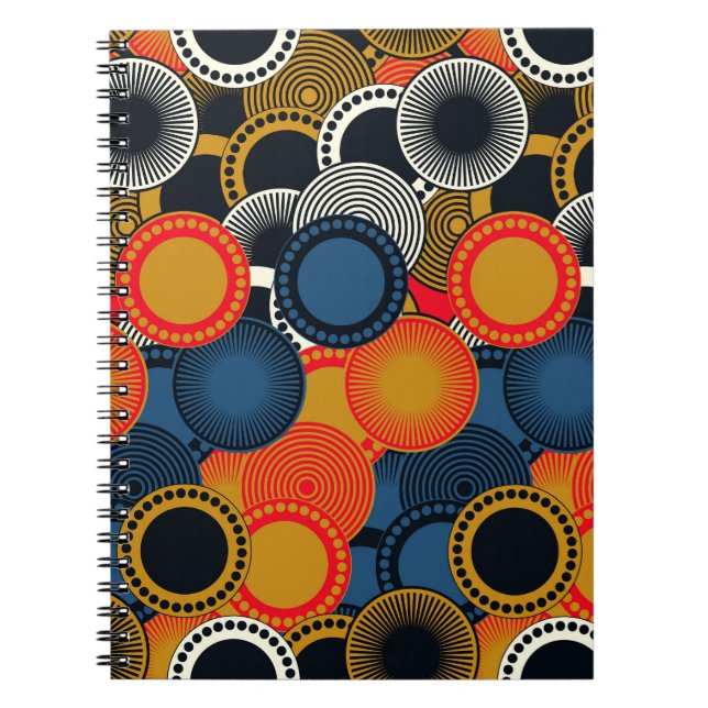 Cuaderno Geométrica Retro: Armonía de Círculos Dorados (Frente)