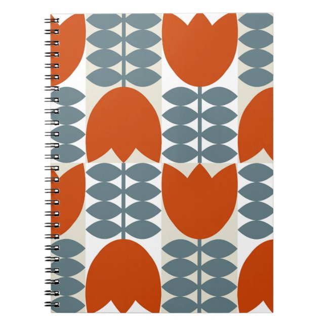 Cuaderno Geométrico abstracto moderno con flores estilizada (Frente)