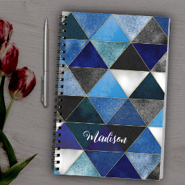 Cuaderno geométrico azul turquesa de moda