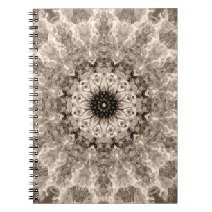 Cuaderno geométrico, beige, marrón, mandala