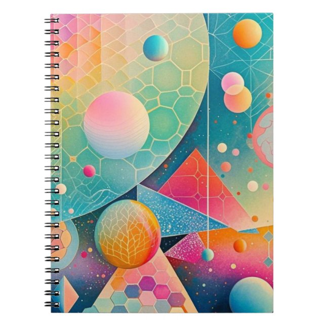 Cuaderno Geométrico de arte abstracto vibrante y caprichoso (Frente)