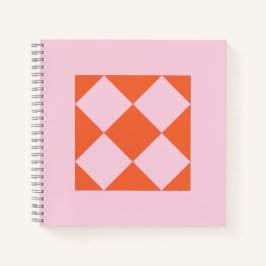 Cuaderno Geométrico de Coral Vibrante y Rosa Paste