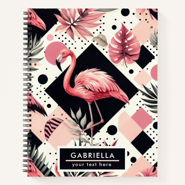 Cuaderno Geométrico de flamingo de corte (Anverso)