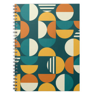 Cuaderno Geométrico De Mediano Siglo: Diseño Retro Minimali