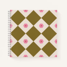 Cuaderno geométrico de oliva elegante y crema