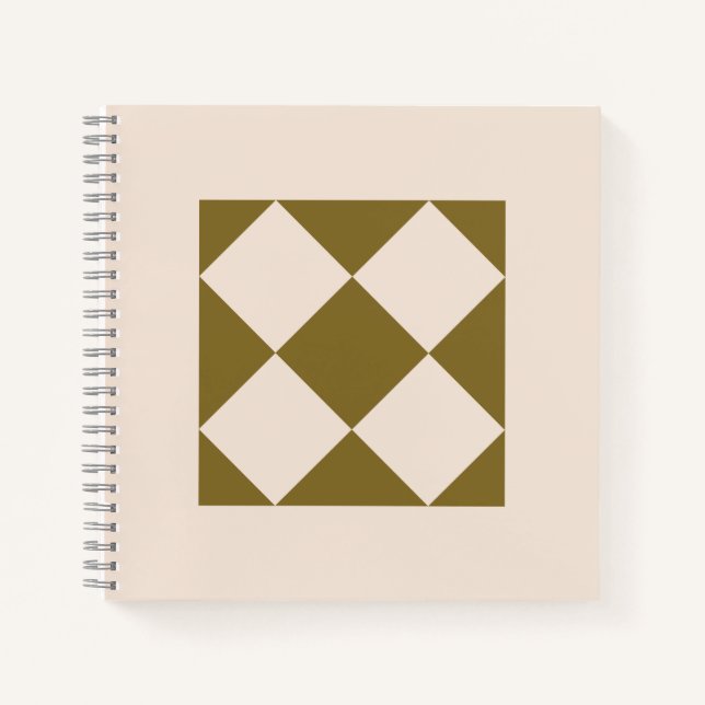 Cuaderno geométrico de oliva elegante y crema (Anverso)