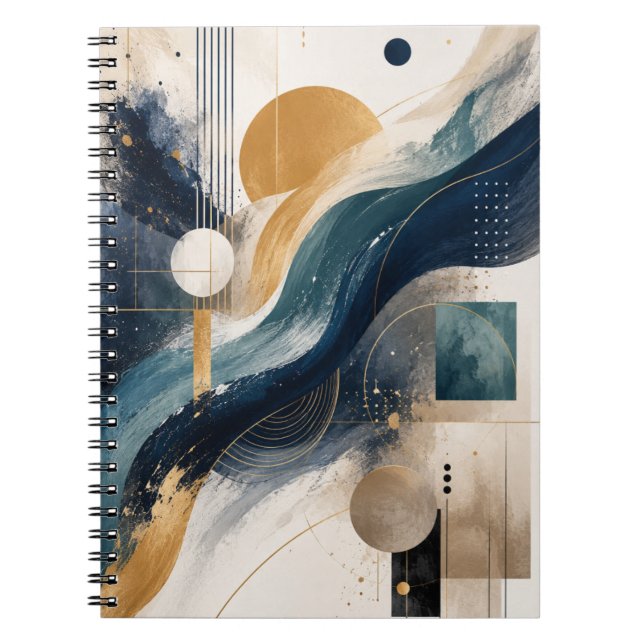Cuaderno geométrico de onda abstracta elegante (Frente)