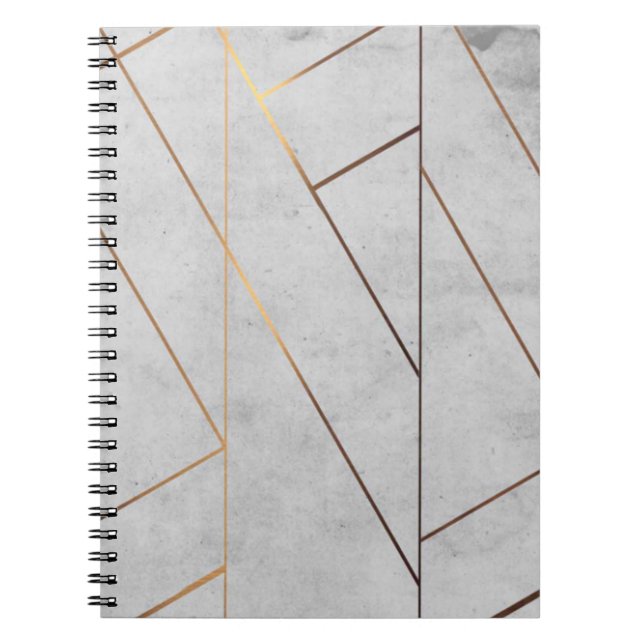 Cuaderno Geométrico de oro de mármol gris peronizado (Frente)