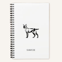 Cuaderno geométrico de tapa dura de gato siamés mi