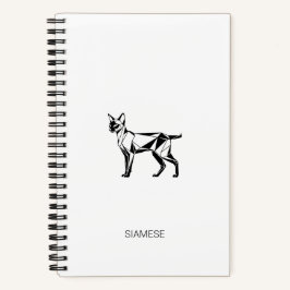 Cuaderno geométrico de tapa dura de gato siamés mi