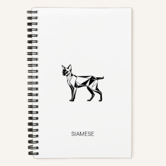 Cuaderno geométrico de tapa dura de gato siamés mi