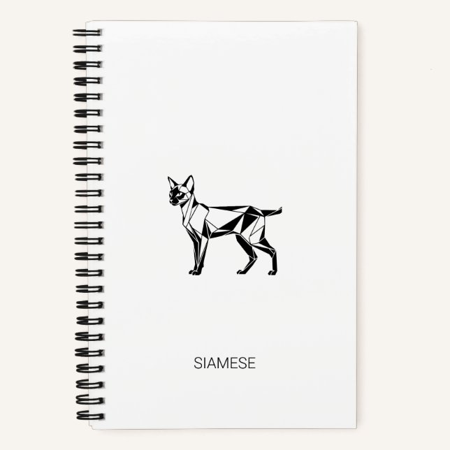 Cuaderno geométrico de tapa dura de gato siamés mi (Anverso)