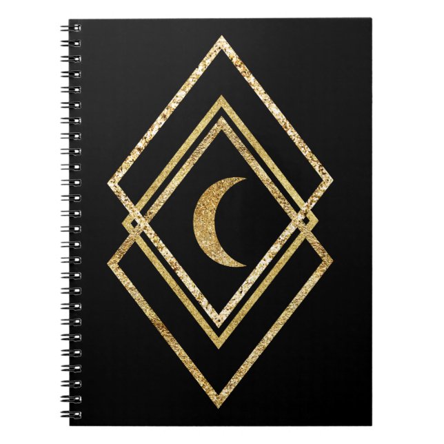 Cuaderno Geométrico Dorado Con Luna (Frente)
