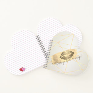 Cuaderno Geométrico Femenino, Trazo de Pincel Dorado, Labio