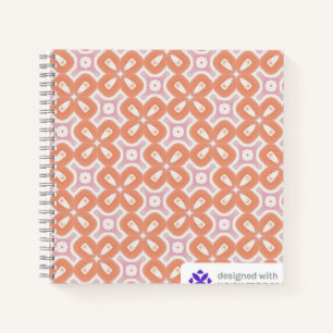 Cuaderno geométrico floral de naranja y rosa suave