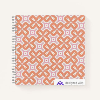 Cuaderno geométrico floral de naranja y rosa suave