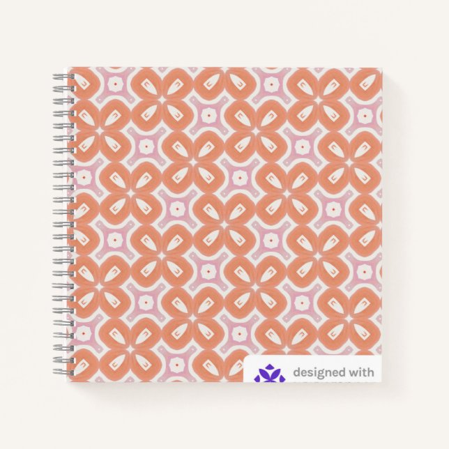 Cuaderno geométrico floral de naranja y rosa suave (Anverso)