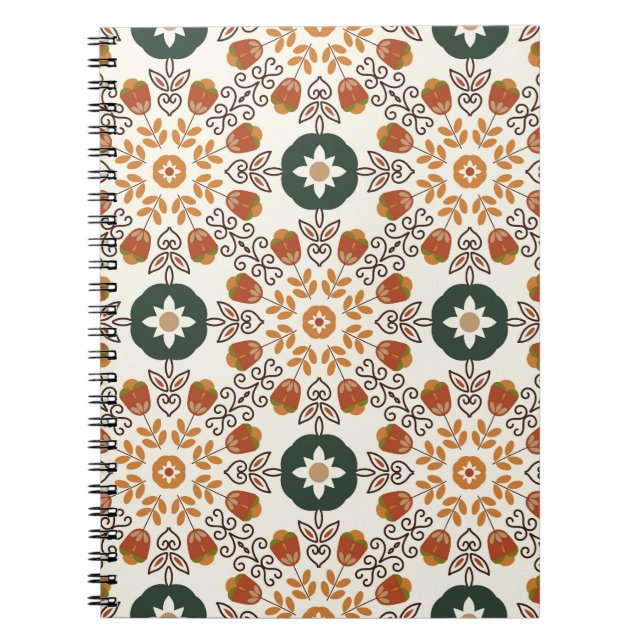 Cuaderno Geométrico Floral Otoño, Sin Marea Vintage. (Frente)
