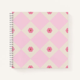 Cuaderno Geométrico Floral Rosa Pastel y Beige