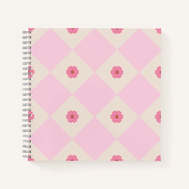 Cuaderno geométrico floral rosa pastel y beige (Anverso)