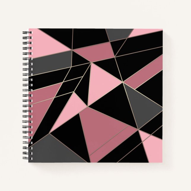 Cuaderno Geométrico, gris, rosa (Anverso)