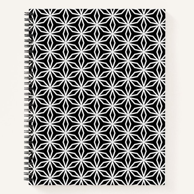 Cuaderno Geométrico Inspirado en Japonés Negro y Blanco (Anverso)
