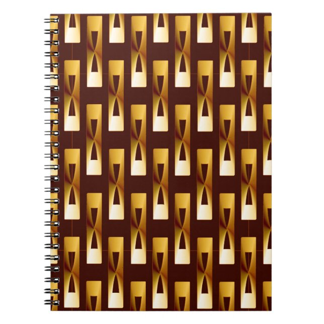 Cuaderno Geométrico metálico Art Deco - Oro y chocolate (Frente)