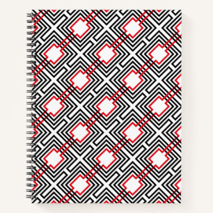 Cuaderno Geométrico negro rojo y blanco