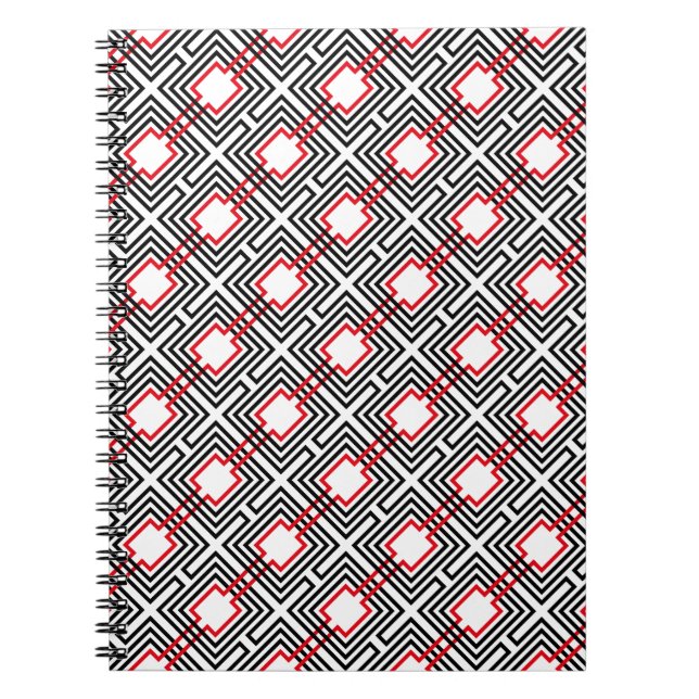Cuaderno Geométrico negro rojo y blanco (Frente)