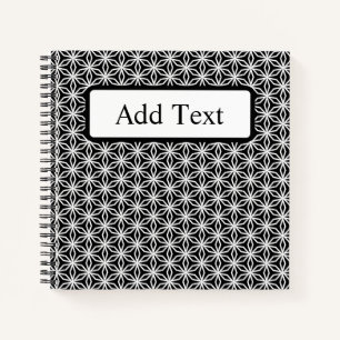 Cuaderno Geométrico negro y blanco inspirado en Japón perso