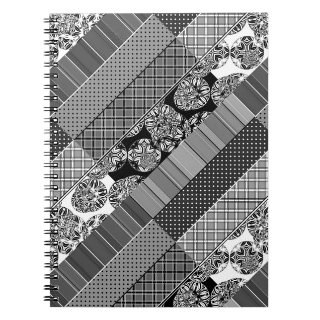 Cuaderno Geométrico ,Patrón , blanco y negro (Frente)