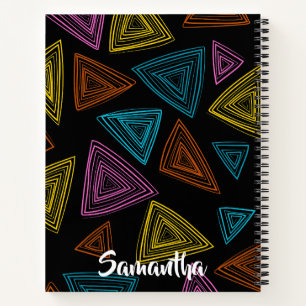 Cuaderno Geométrico Personalizado Negro Amarillo Naranja