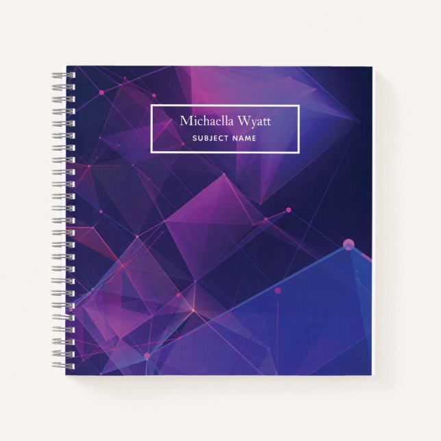 Cuaderno Geométrico Púrpura Personalizado Simple Moderno (Anverso)