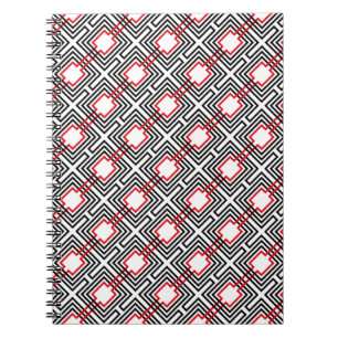 Cuaderno Geométrico Rojo Negro y Blanco