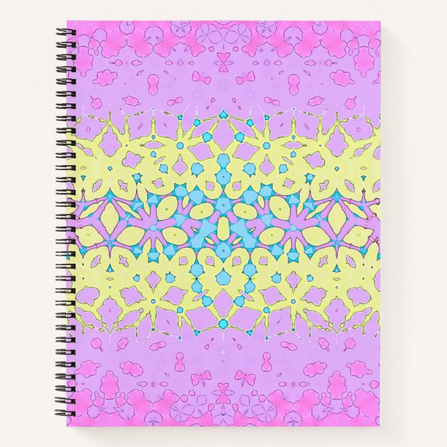 Cuaderno Geométrico rosa, lila, amarillo y azul cielo (Anverso)