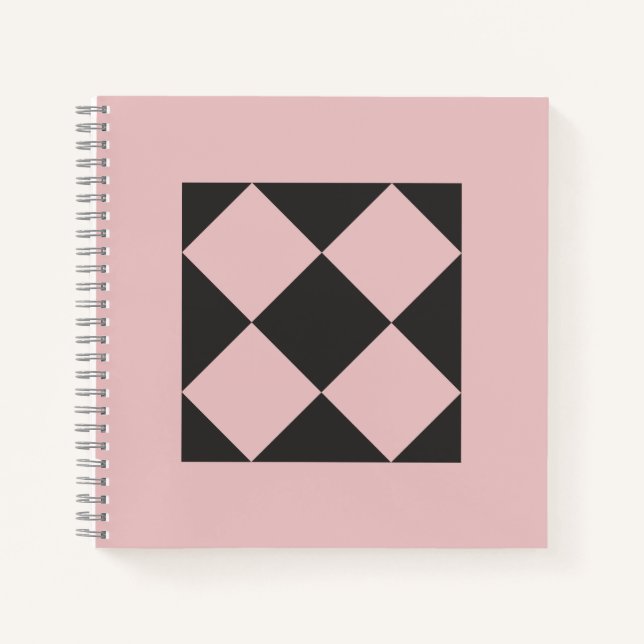 Cuaderno Geométrico Rosa Polvo y Negro Carbón (Anverso)