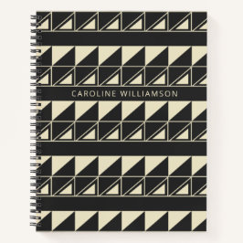 Cuaderno Geométrico vintage Art Deco en negro personalizado