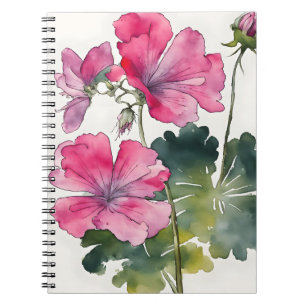 Cuaderno Geranio - Flores de acuarela