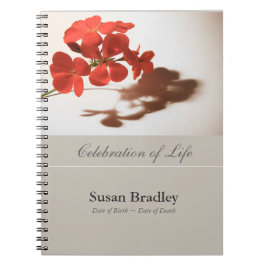 Cuaderno Geranium Floral Photography Funeral GuestBook