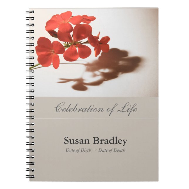 Cuaderno Geranium Floral Photography Funeral GuestBook (Frente)