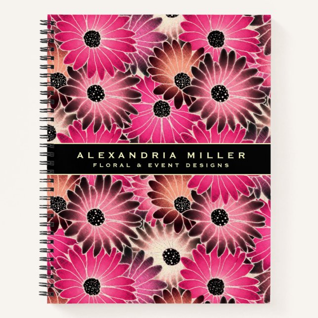 Cuaderno Gerbera moderna rosa Daisy Floral | Personalizado (Anverso)
